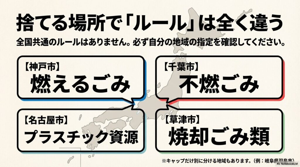 神戸市や千葉市などの例を挙げ、地域によって異なるペンのゴミ分別ルールを解説。