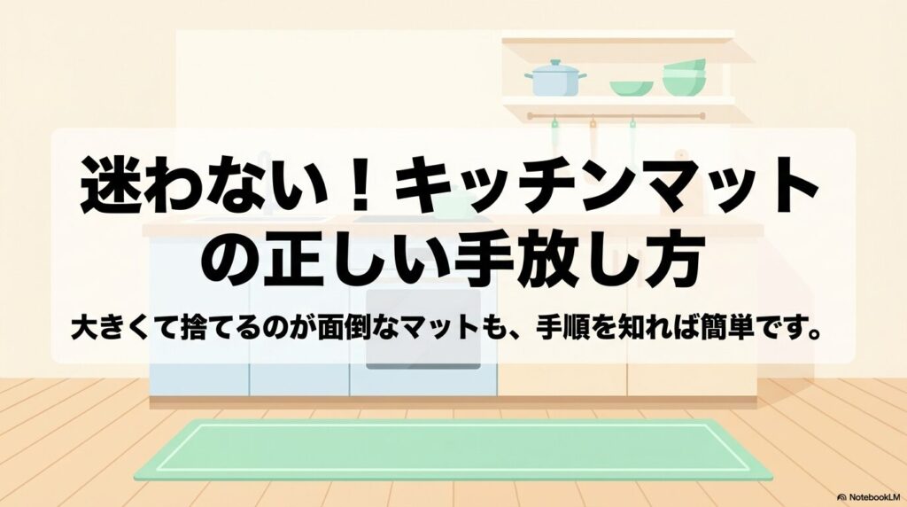 キッチンマットの捨て方ガイド・タイトル キッチンマットの正しい捨て方を解説するガイドの表紙画像